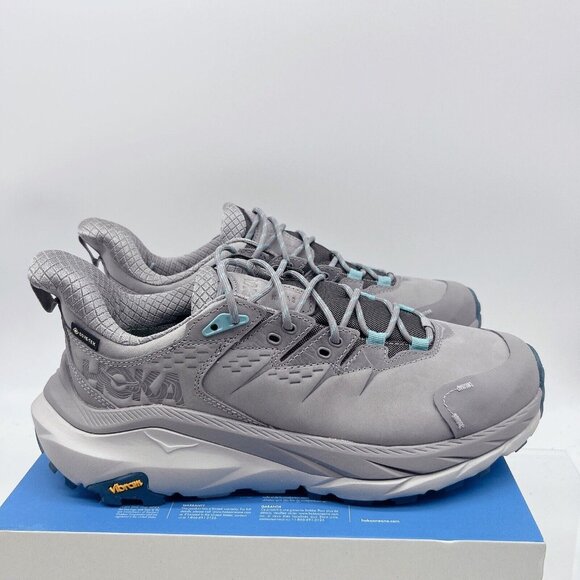 Hoka One One Kaha 2 Low GTX Trail Hiking Shoe Sharkskin/Blue Coral Womens US 9.5 - Picture 1 of 12